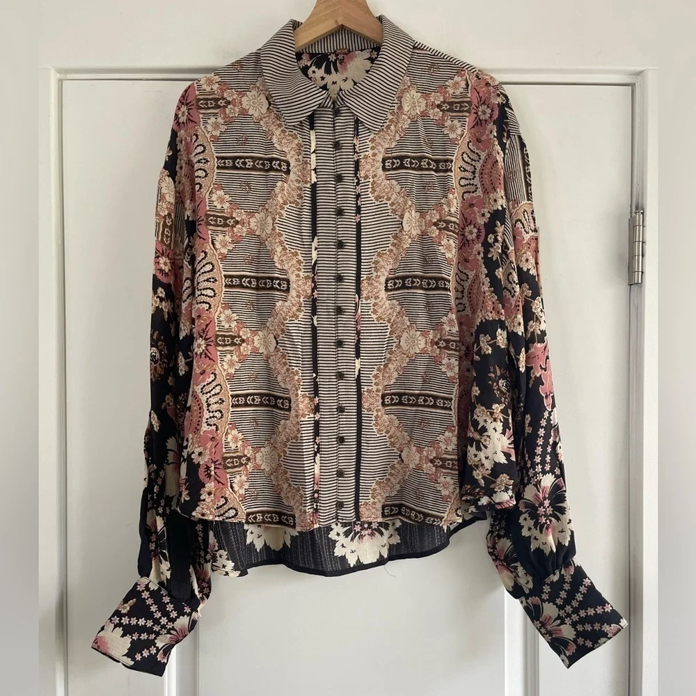 Free People Virgo Bay Button Shirt - M